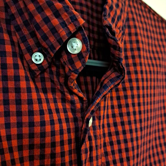 J. Crew Men's Red & Blue Check Button Down Shirt - Picture 5 of 8